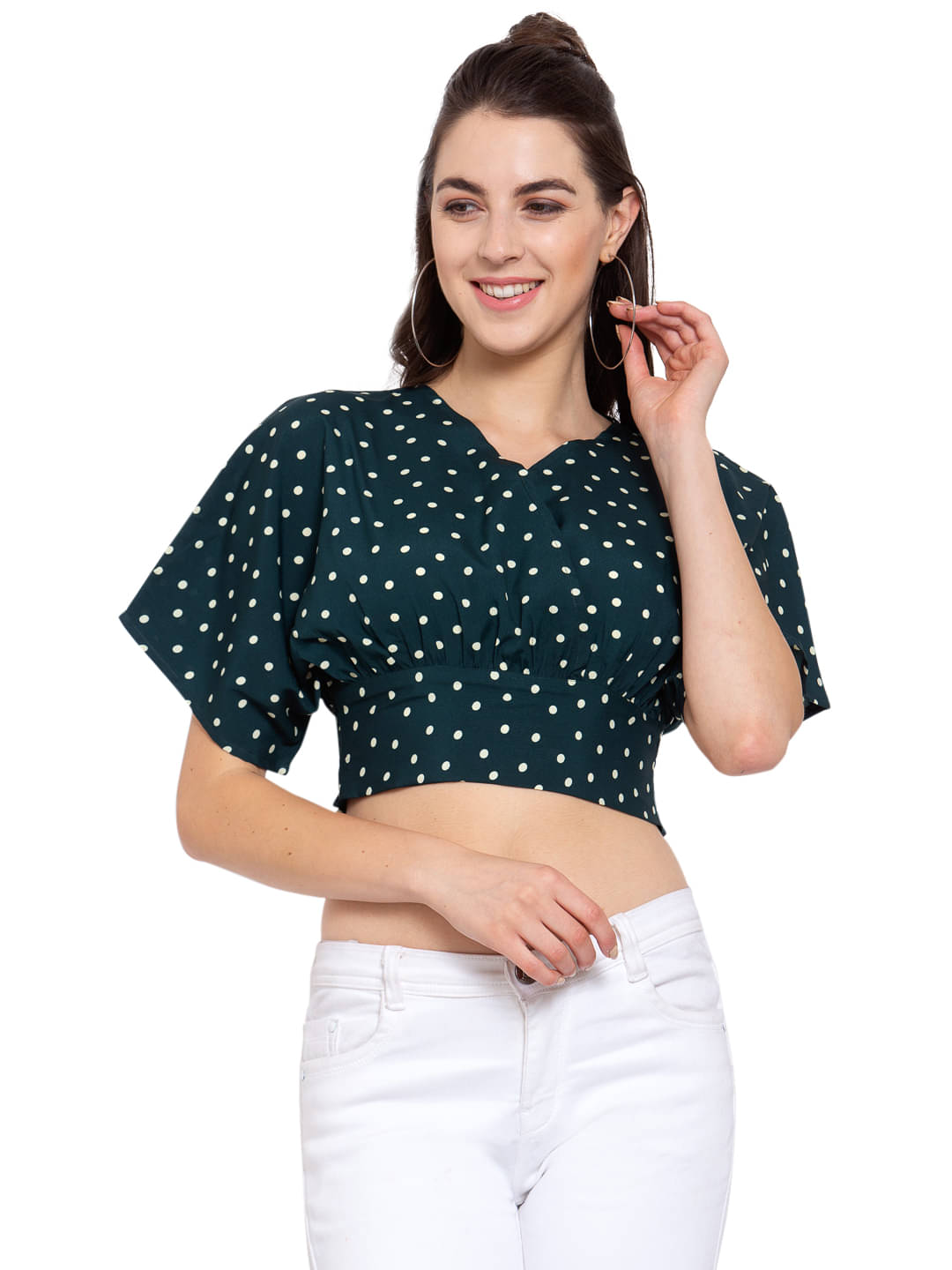 Style Quotient Women's Polyester Wrap Top ( Green ) Style Quotient Women's Polyester Wrap Top ( Green )