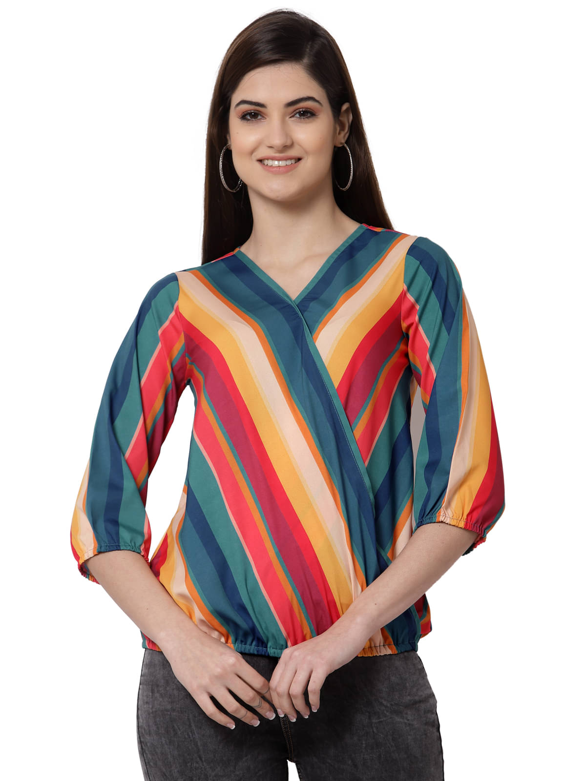 Style Quotient Women's Polyester Wrap Top ( Multicolor ) Style Quotient Women's Polyester Wrap Top ( Multicolor )