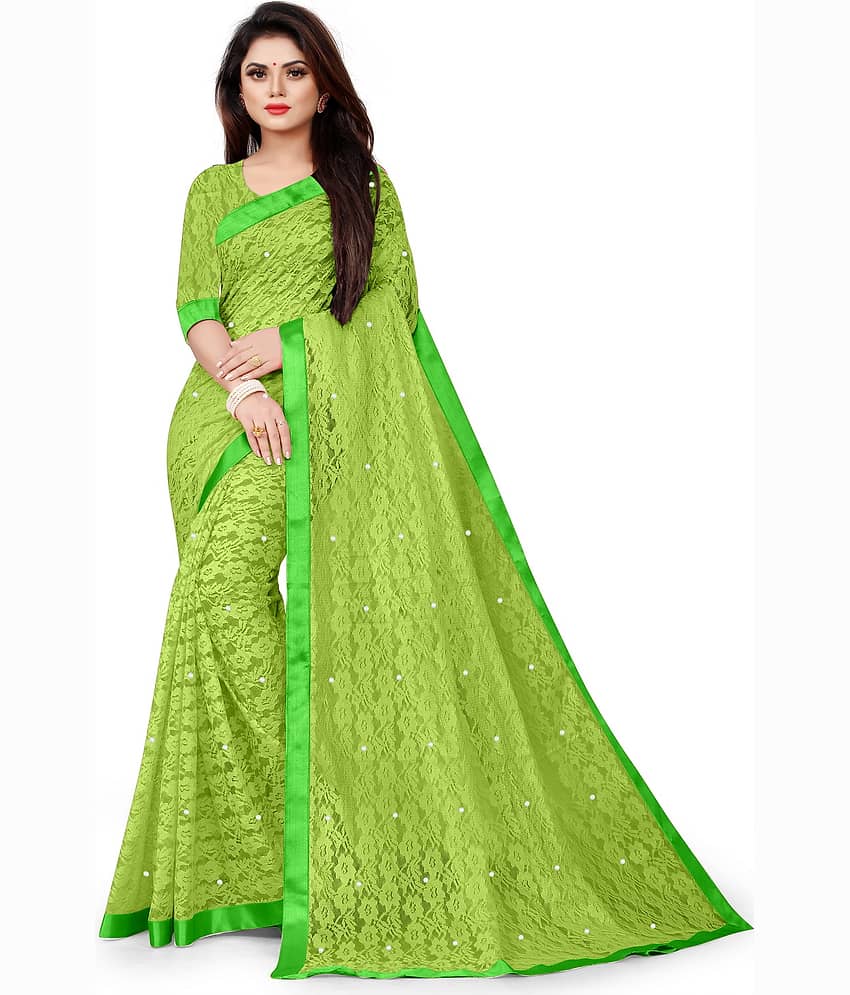 vanraj Net Saree With Unstitched Blouse Piece ( Light Green ) - Sarees | Buy online on ZillyBuy