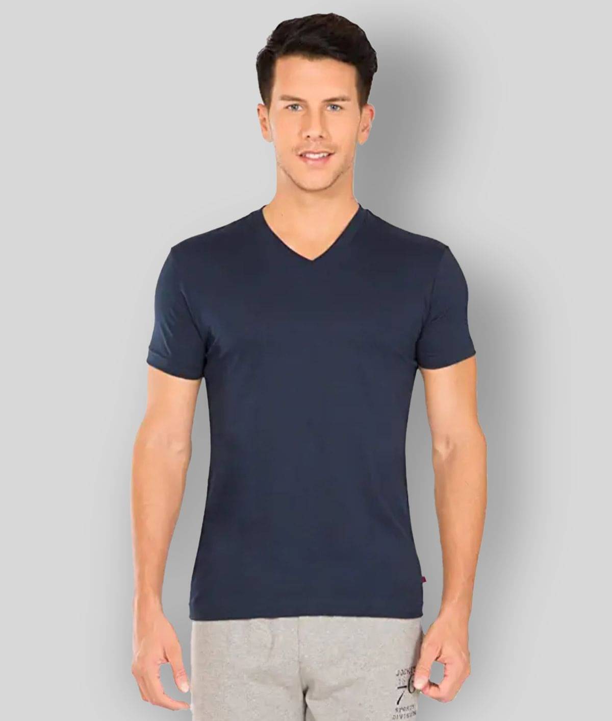     			Glito Pack of 1 Cotton Blend Regular Fit Men's T-Shirt ( Navy )