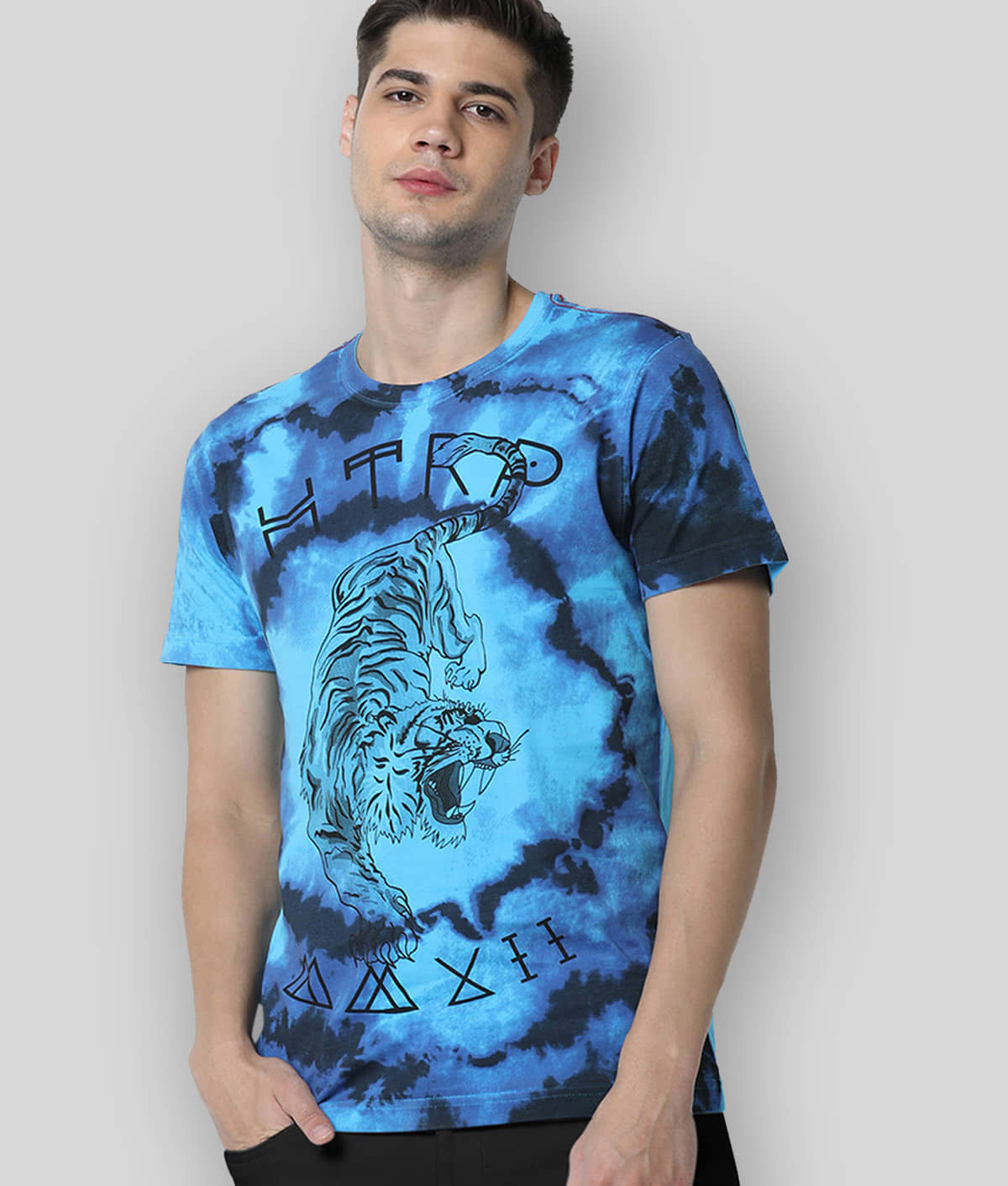 Huetrap Pack of 1 Cotton Regular Fit Men's T-Shirt ( Blue )