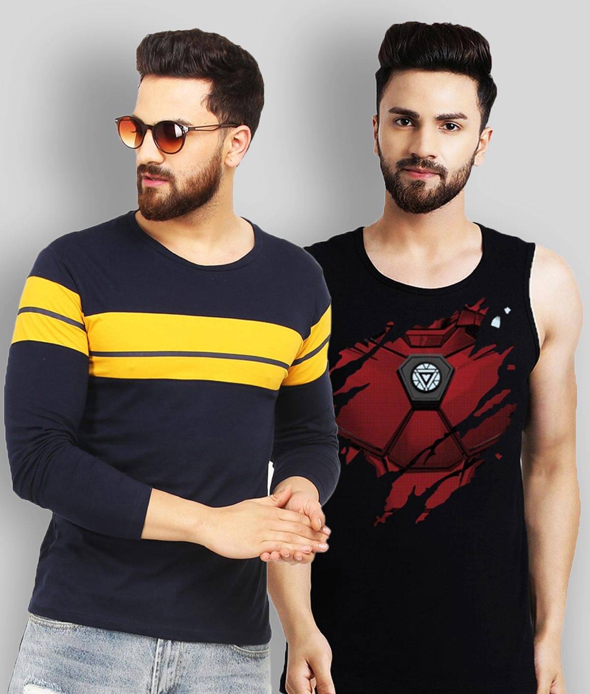     			Leotude Pack of 2 Cotton Regular Fit Men's T-Shirt ( Navy Blue )