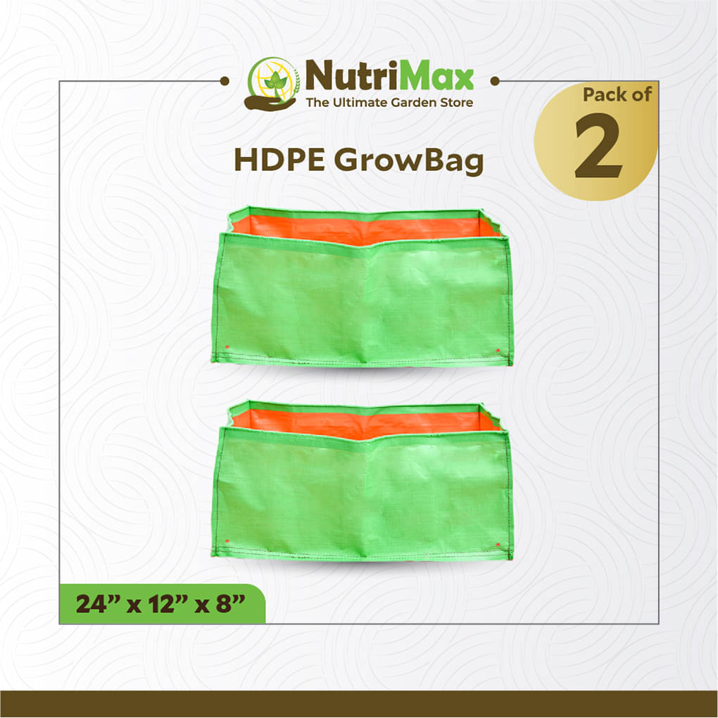     			Nutrimax 200 GSM HDPE  Grow Bags 24  X 12  x 8 Pack of 2 Outdoor Plant Bag