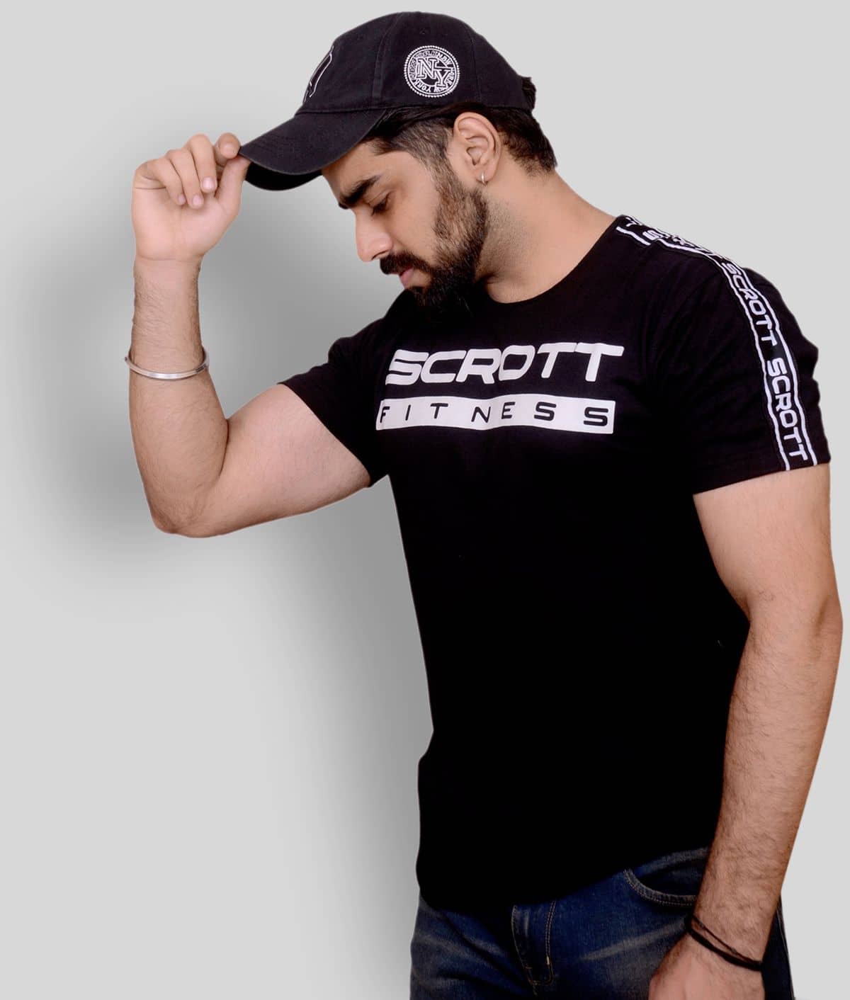 SCROTT Pack of 1 Cotton Slim Fit Men's T-Shirt ( Black )