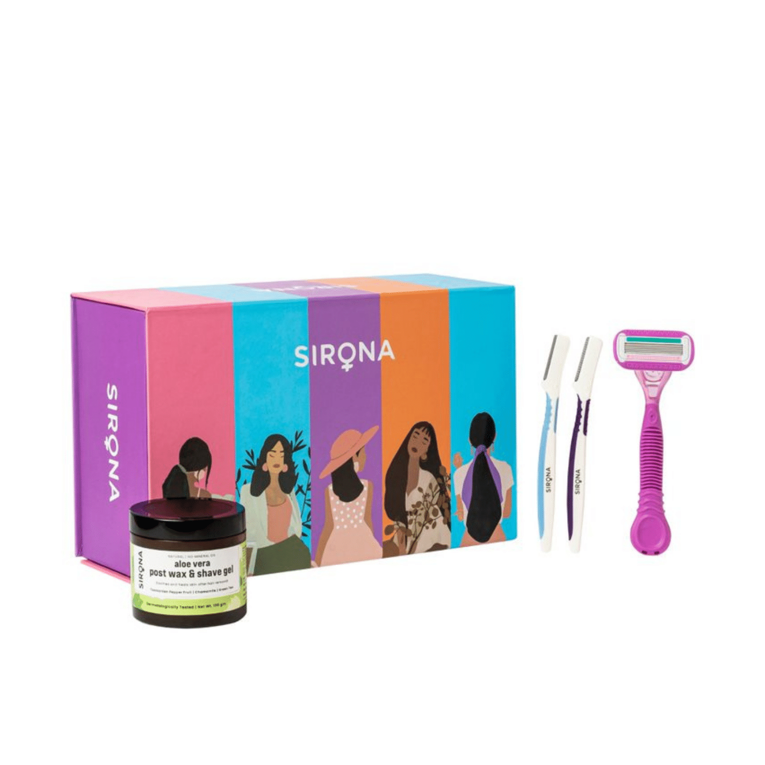 Sirona Painless Hair Removal Face and Eyebrow Razor (Pack of 2), 4 Blade Reusable Body Razor & Post wax and Shave Gel (100 gm) Sirona Painless Hair Removal Face and Eyebrow Razor (Pack of 2), 4 Blade Reusable Body Razor & Post wax and Shave Gel (100 gm)