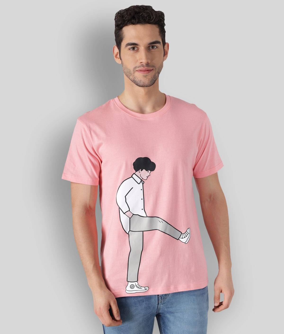 The Dry State - Pink Cotton Regular Fit Men's T-Shirt ( Pack of 1 )     			The Dry State - Pink Cotton Regular Fit Men's T-Shirt ( Pack of 1 )