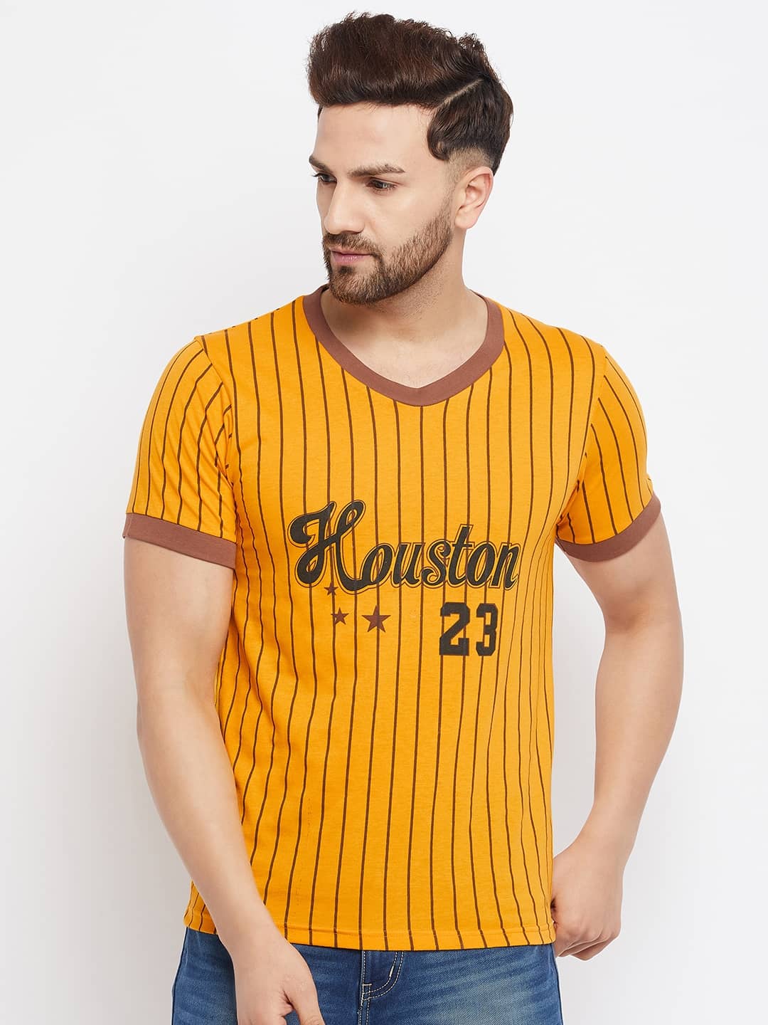 The Million Club Pack of 1 Cotton Blend Regular Fit Men's T-Shirt ( Yellow )