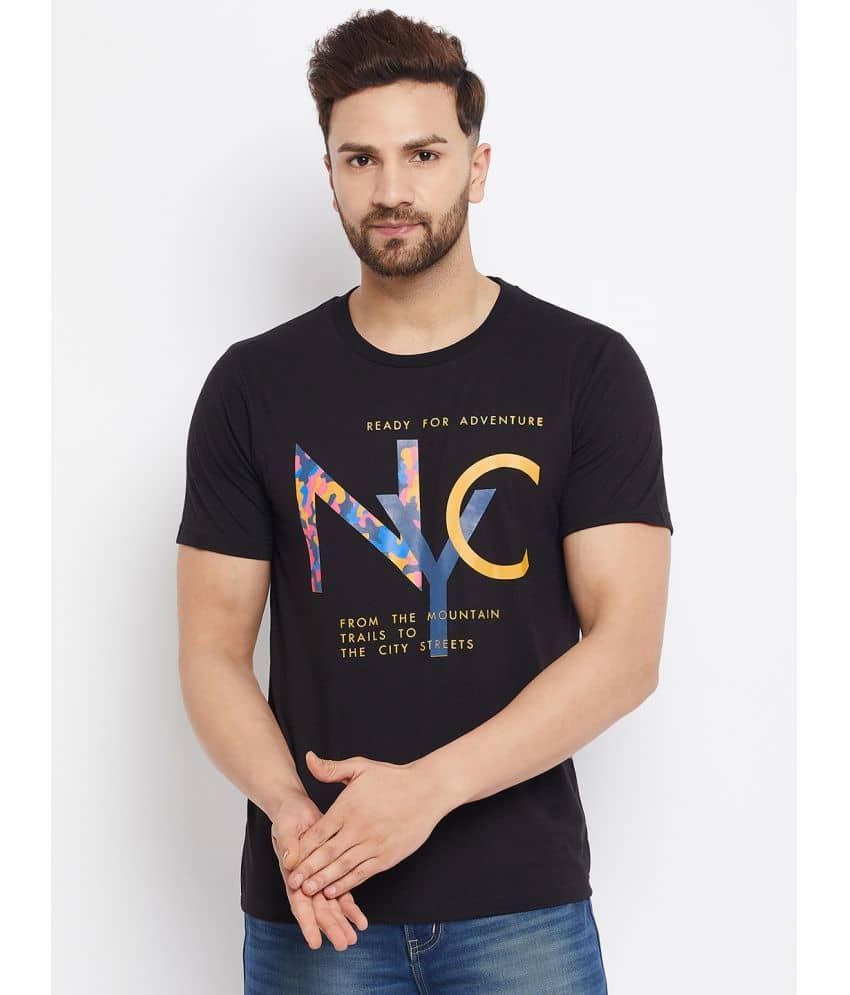 The Million Club Pack of 1 Cotton Blend Regular Fit Men's T-Shirt ( Black )