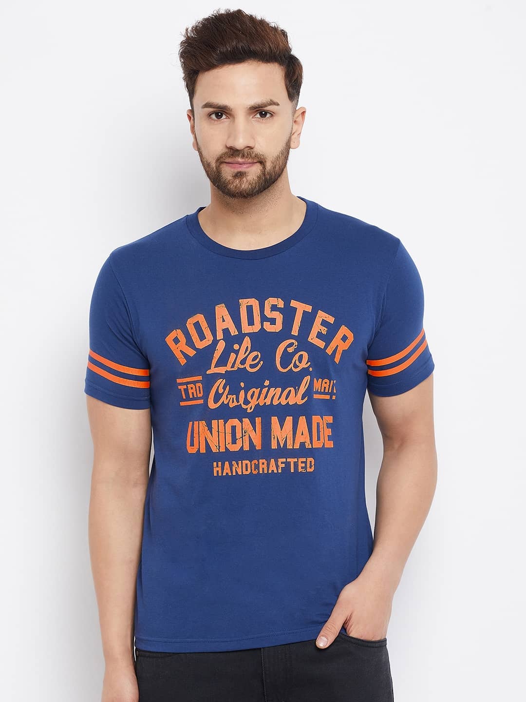 The Million Club Pack of 1 Cotton Blend Regular Fit Men's T-Shirt ( Navy Blue )