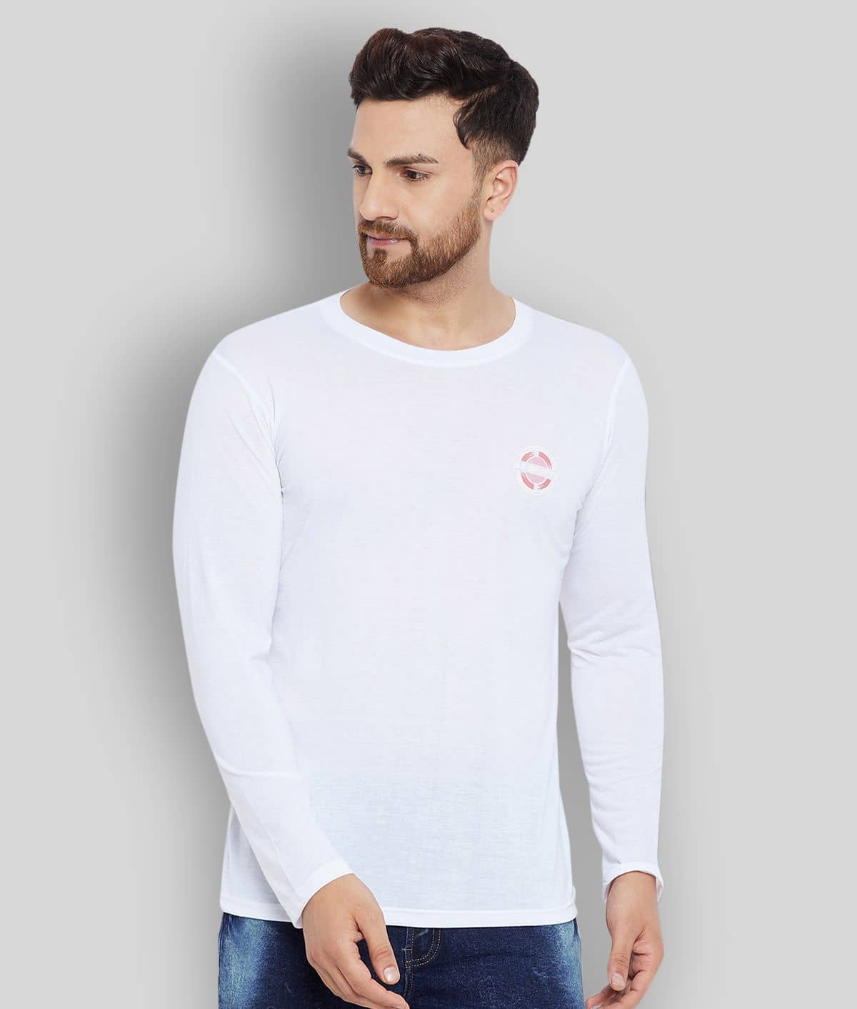 The Million Club Pack of 1 Polyester Regular Fit Men's T-Shirt ( White )