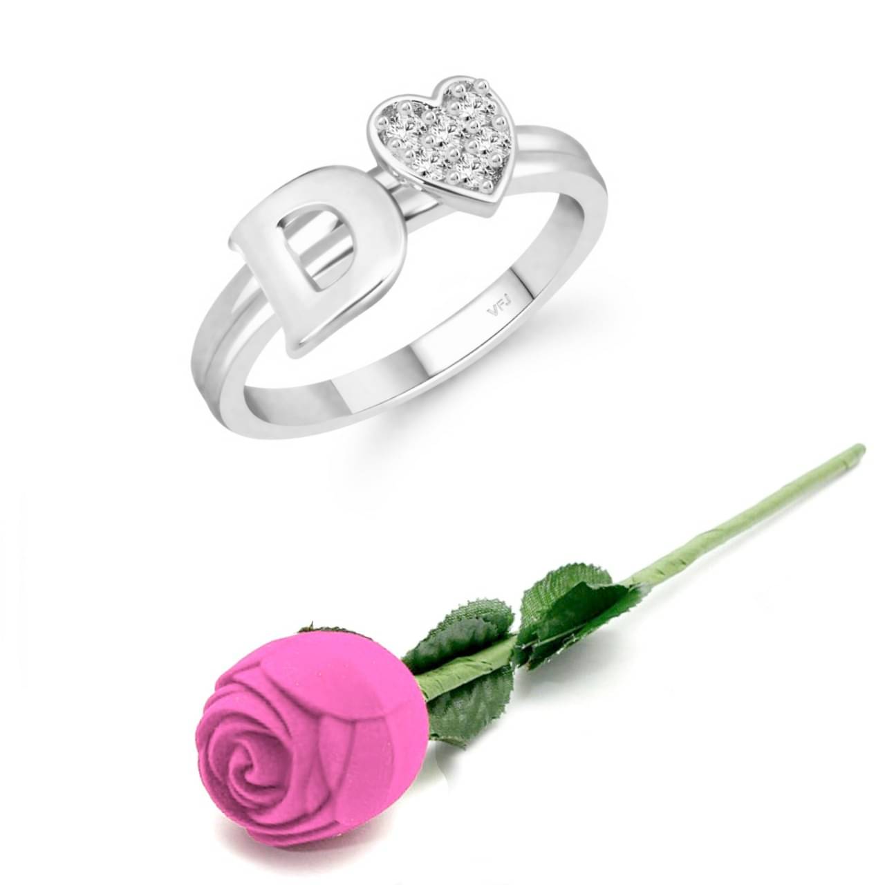 Valentine Initial '' D '' Letter with heart ring alphabet for women and Girls Valentine Initial '' D '' Letter with heart ring alphabet for women and Girls