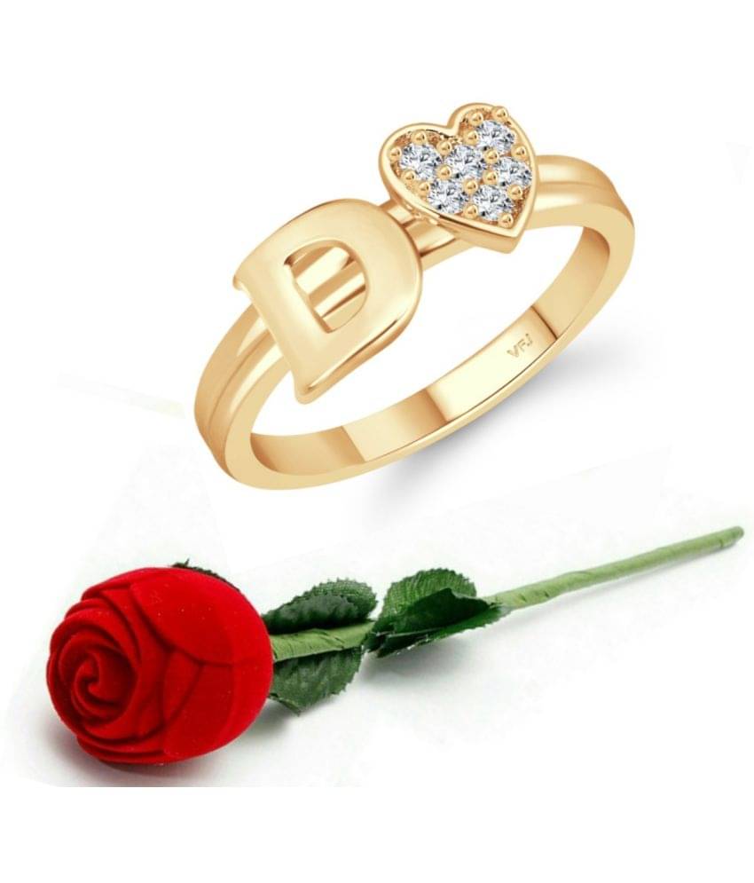     			Valentine Initial '' D '' Letter with heart ring alphabet for women and Girls