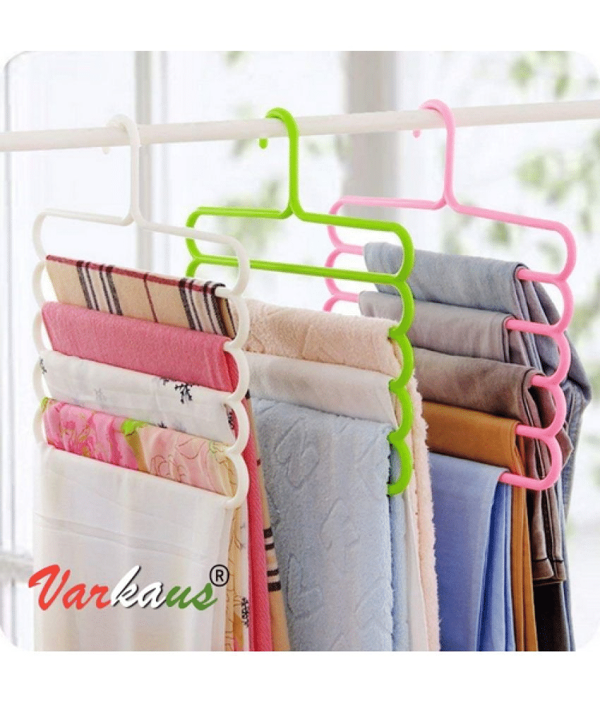     			5 Layer Pants Clothes Hanger Wardrobe Storage Organizer Rack (Set Of 3)
