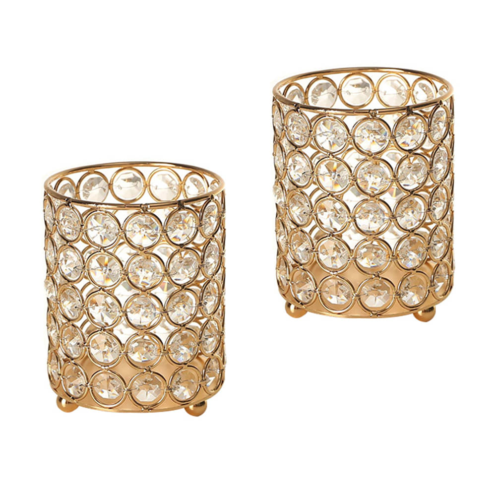     			Urban hemlet Gold Table Top Iron Tea Light Holder - Pack of 2