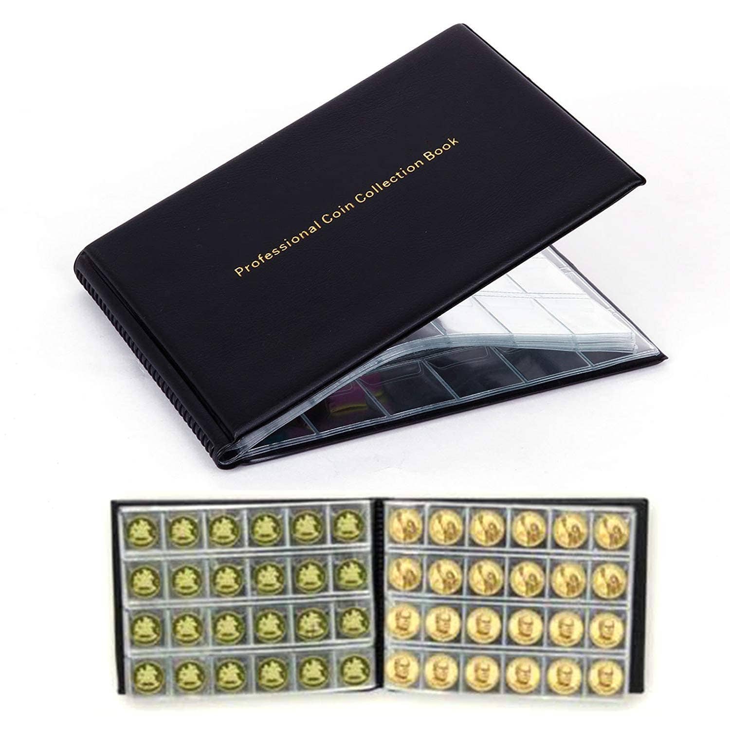 House of Quirk 240 Pockets Coin Holder Collection Coin Storage Album Book for Collectors, Money Penny Pocket,Plastic- Black