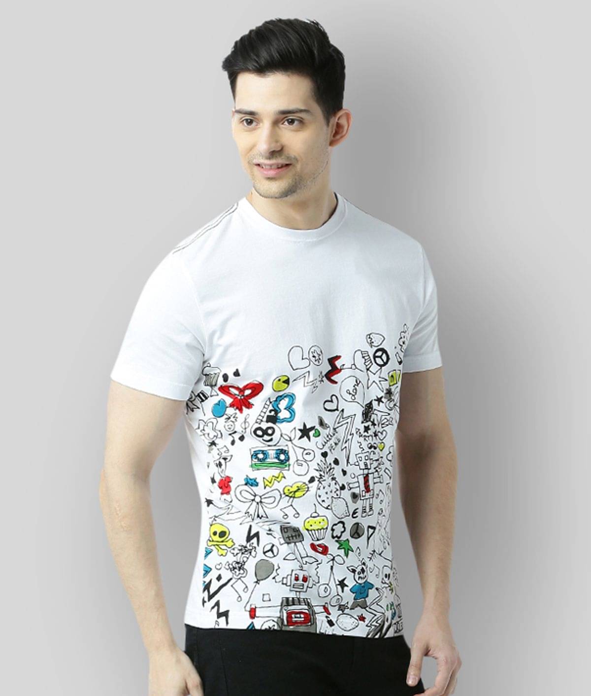 Huetrap Pack of 1 Cotton Regular Fit Men's T-Shirt ( White )     			Huetrap Pack of 1 Cotton Regular Fit Men's T-Shirt ( White )