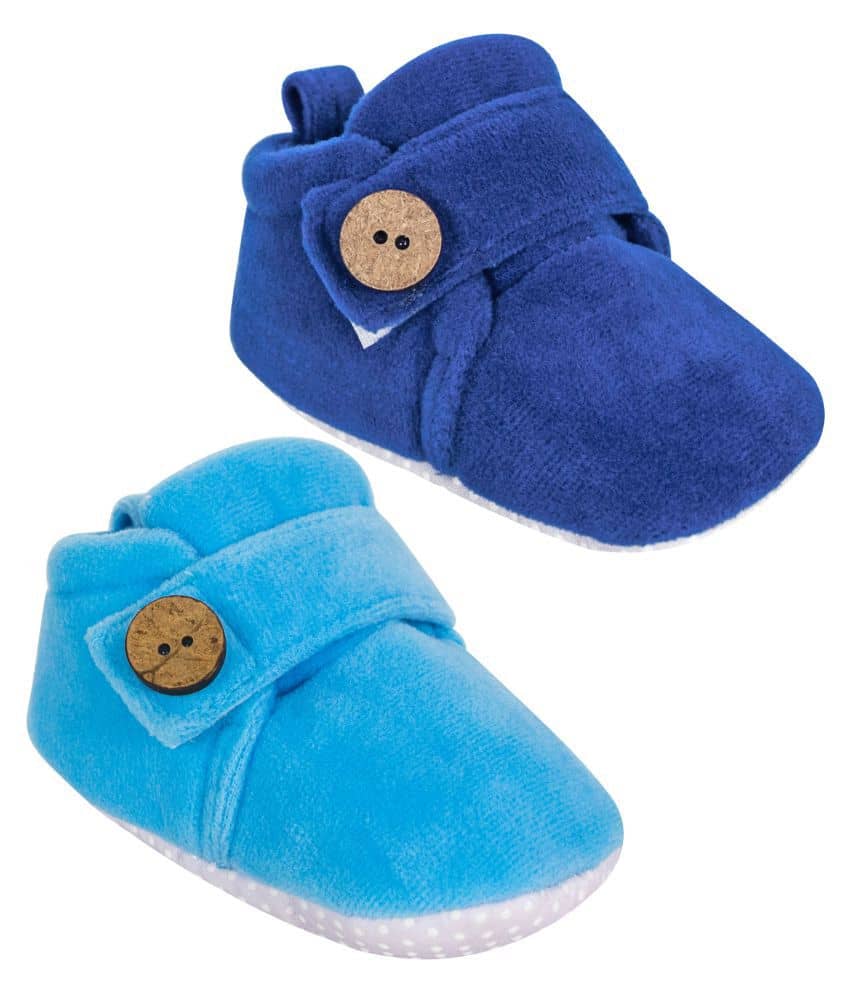 Neska Moda Set Of 2 Pair Baby Boys & Baby Girls 6 To 9 Months Velvet Booties (Dark Blue,Blue) -BT783andBT787 - Casual Shoes | Buy online on ZillyBuy
