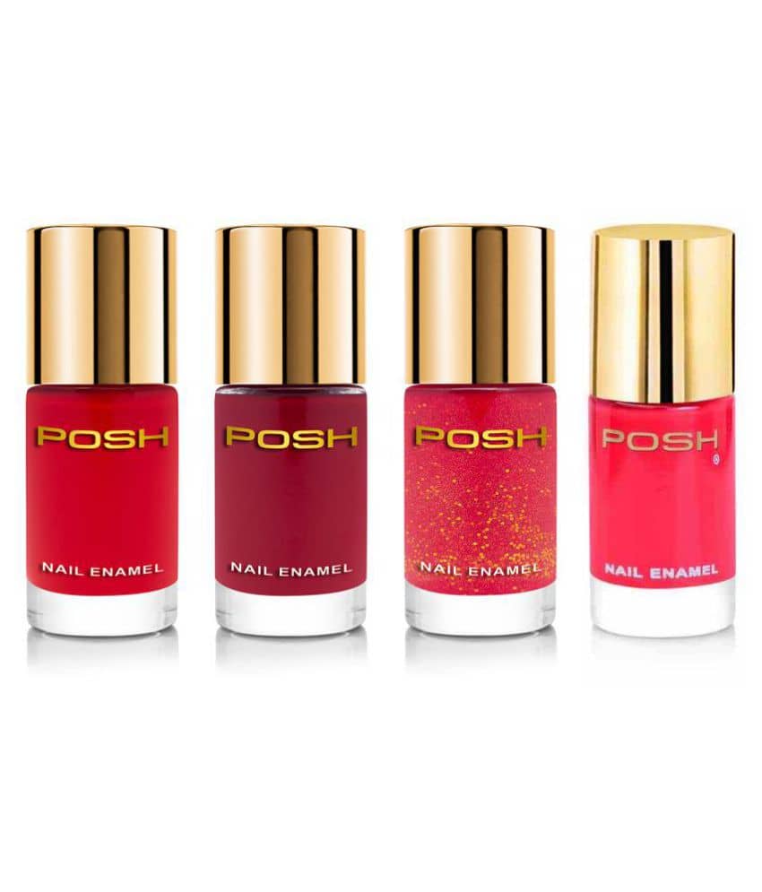 Posh Nail Polish Red Glossy Pack of 4 36 mL