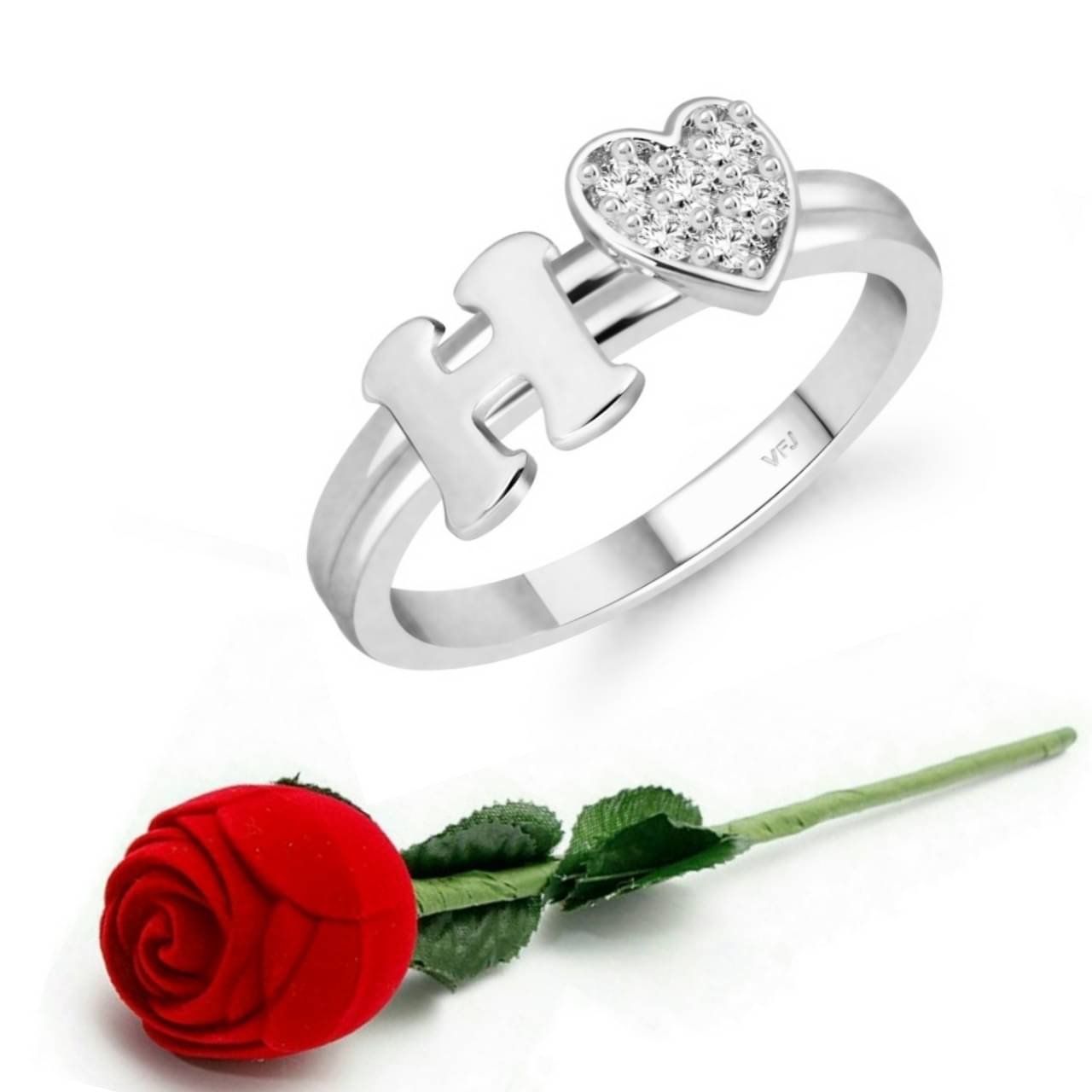Valentine Initial '' H '' Letter with heart ring alphabet for women and Girls Valentine Initial '' H '' Letter with heart ring alphabet for women and Girls