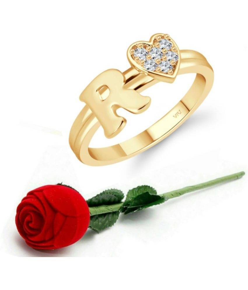     			Valentine Initial '' R '' Letter with heart ring alphabet for women and Girls