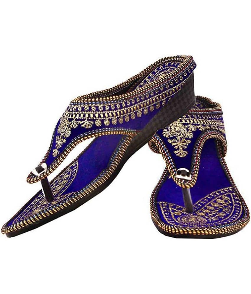 Anjaneya Creations Blue Ethnic Footwear - Heels | Buy online on ZillyBuy