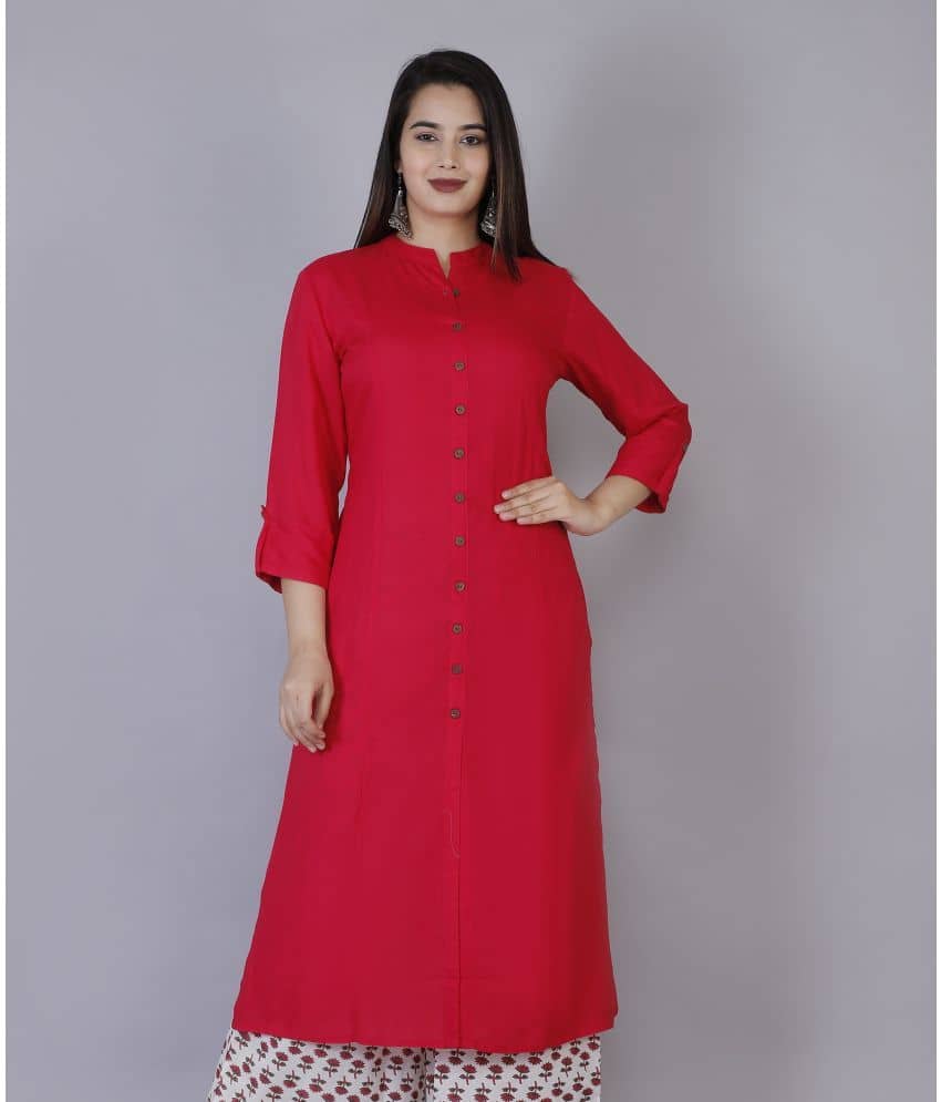 Doriya Pink Rayon A-line Kurti - Single - Kurtis, Tunics | Buy online on ZillyBuy