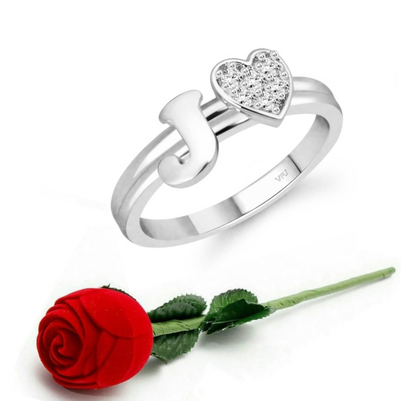 Valentine Initial '' J '' Letter with heart ring alphabet for women and Girls Valentine Initial '' J '' Letter with heart ring alphabet for women and Girls