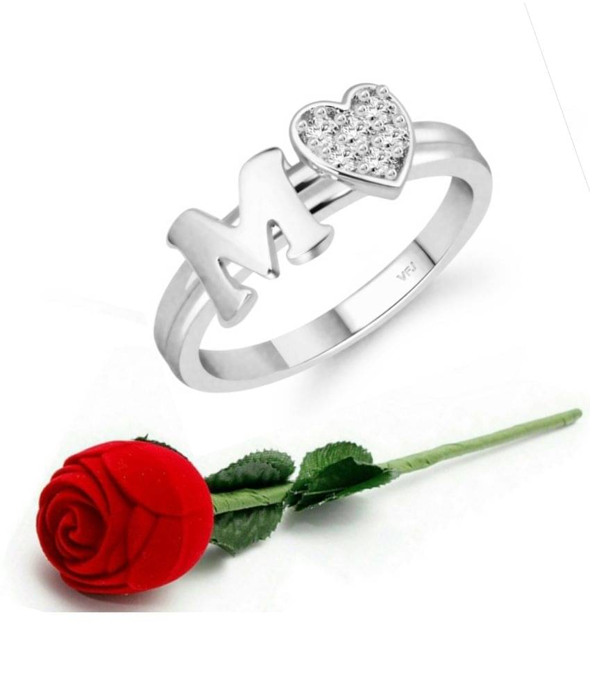 Valentine Initial '' M '' Letter with heart ring alphabet for women and Girls Valentine Initial '' M '' Letter with heart ring alphabet for women and Girls