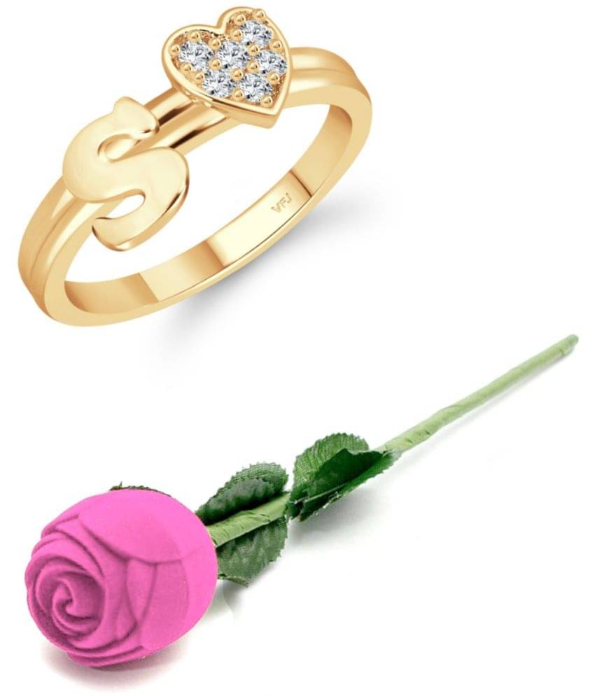     			Valentine Initial '' S '' Letter with heart ring alphabet for women and Girls