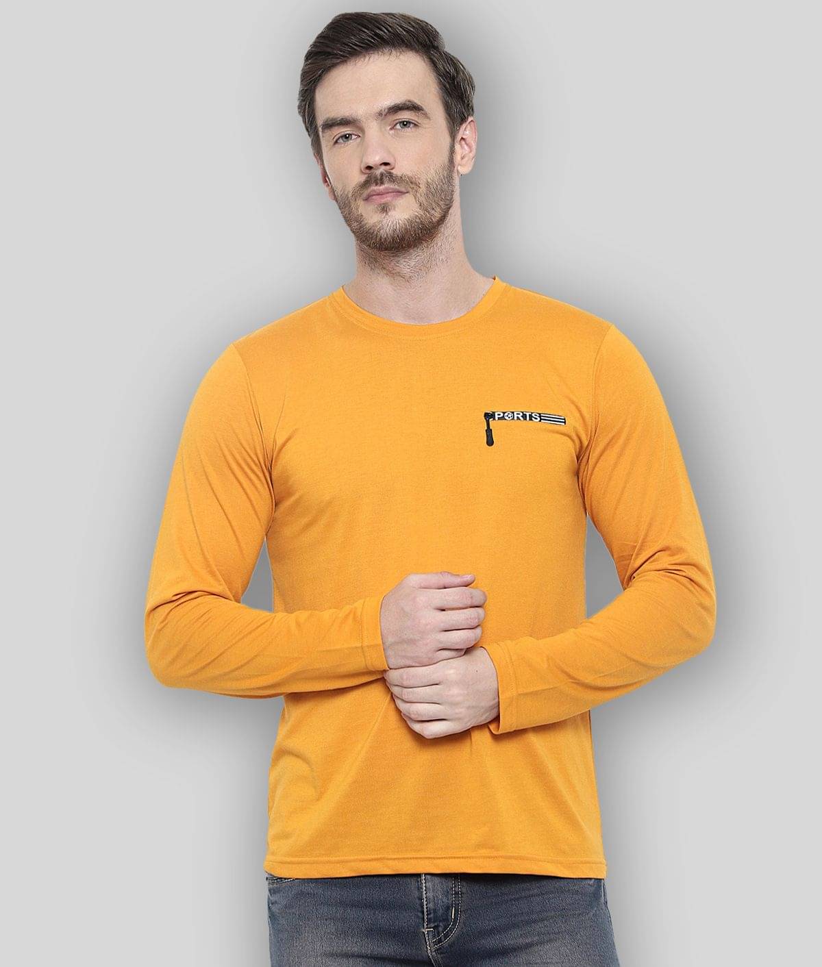 Glito Pack of 1 Cotton Regular Fit Men's T-Shirt ( Yellow ) Glito Pack of 1 Cotton Regular Fit Men's T-Shirt ( Yellow )