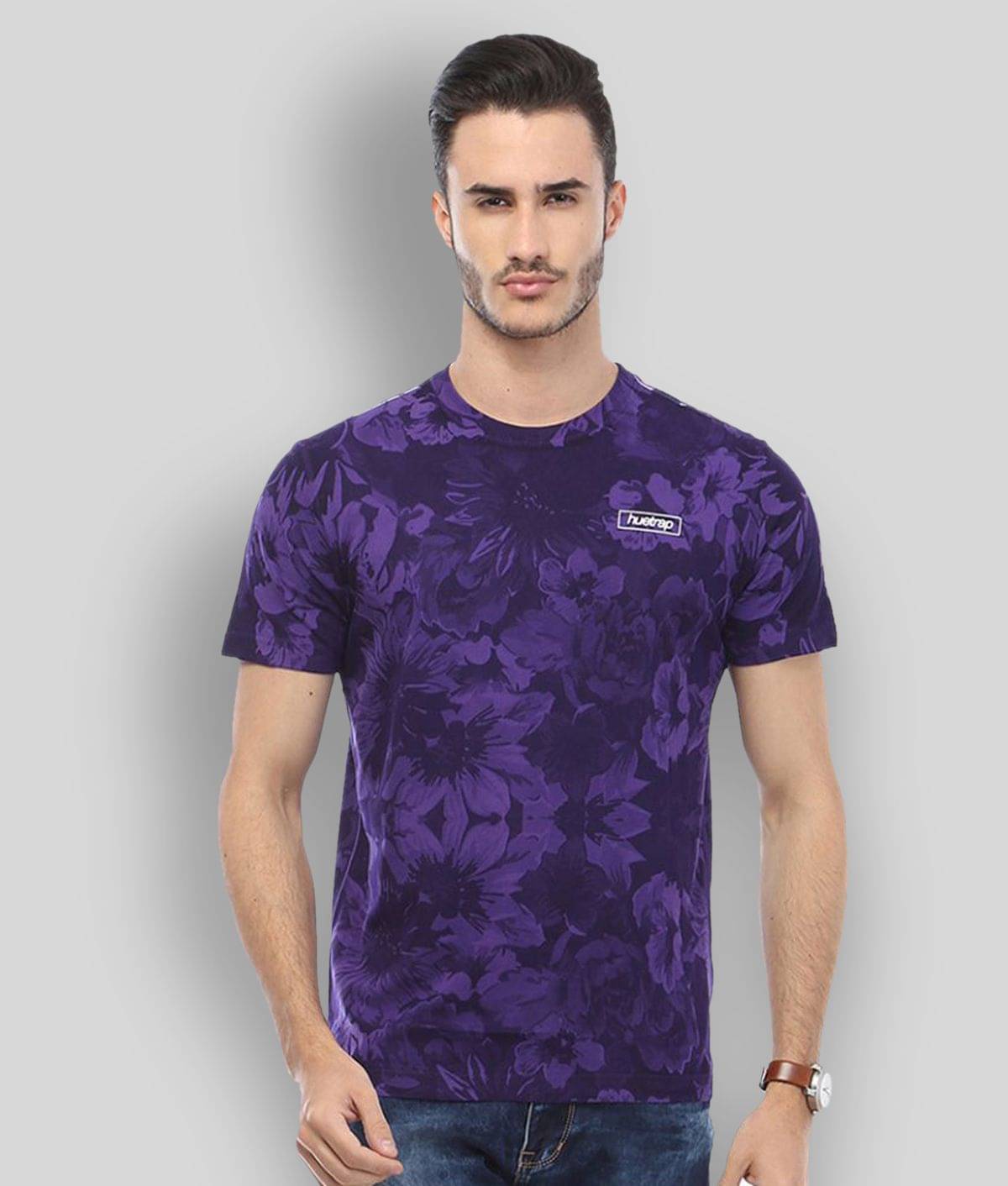     			Huetrap Pack of 1 Cotton Regular Fit Men's T-Shirt ( Purple )