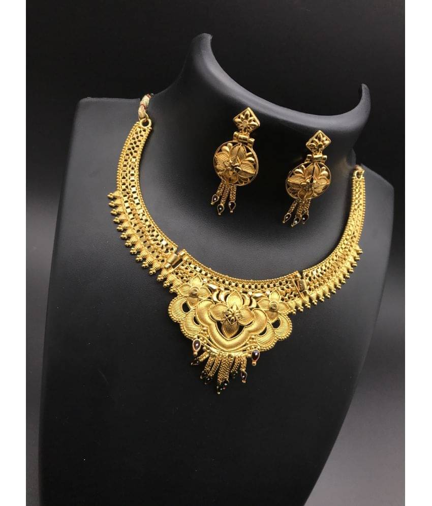     			MGSV Alloy Golden Designer Necklaces Set