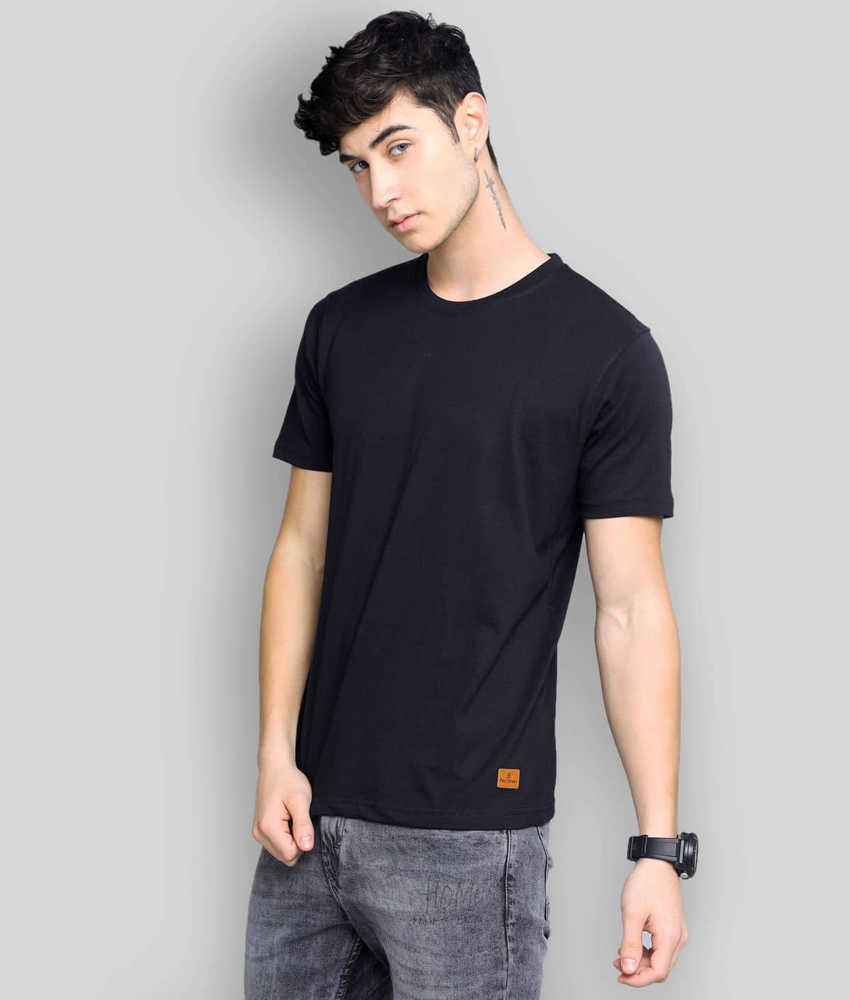 Paul Street Pack of 1 Cotton Blend Slim Fit Men's T-Shirt ( Black )