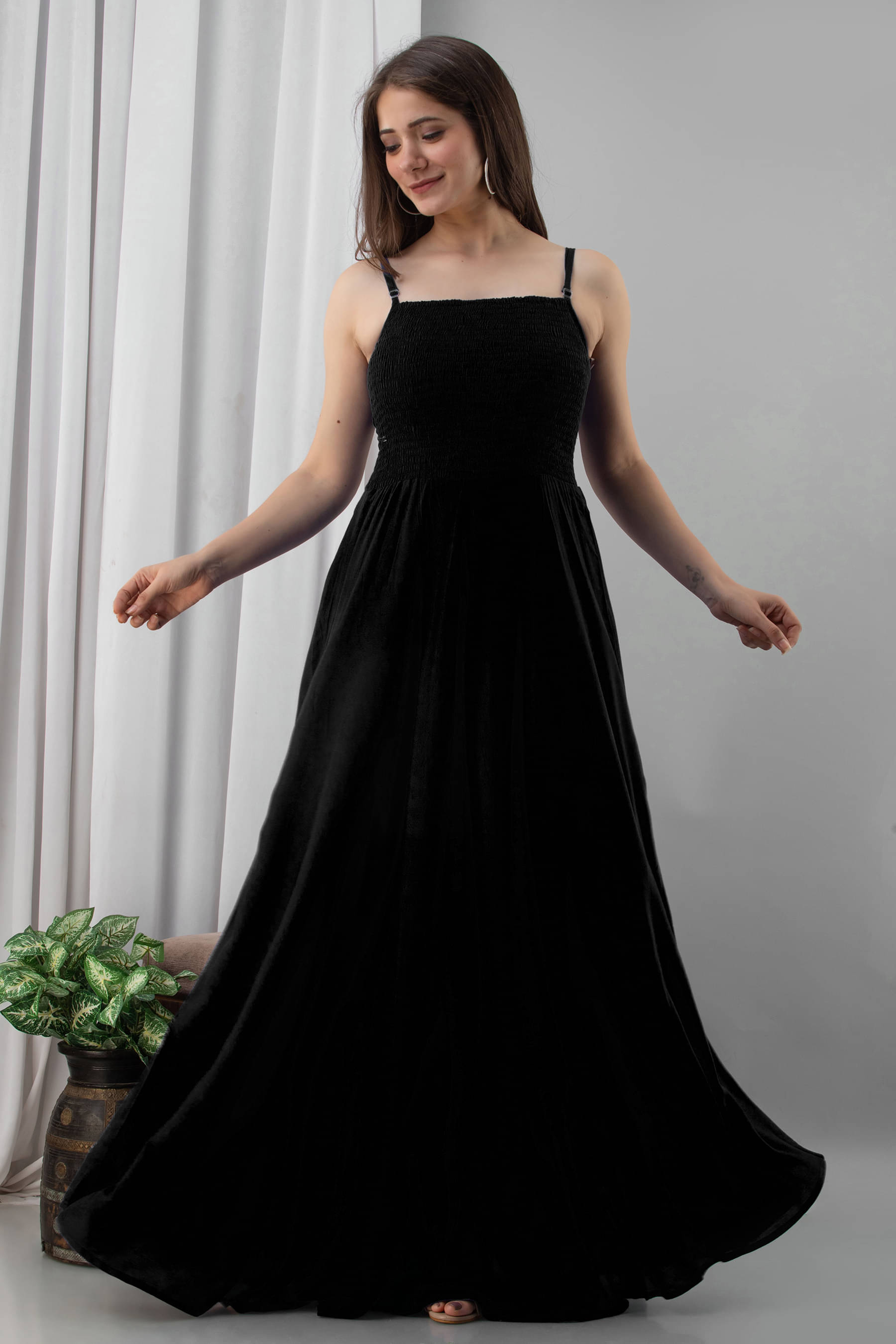 Frionkandy Rayon Black Asymmetric dress - Single Frionkandy Rayon Black Asymmetric dress - Single