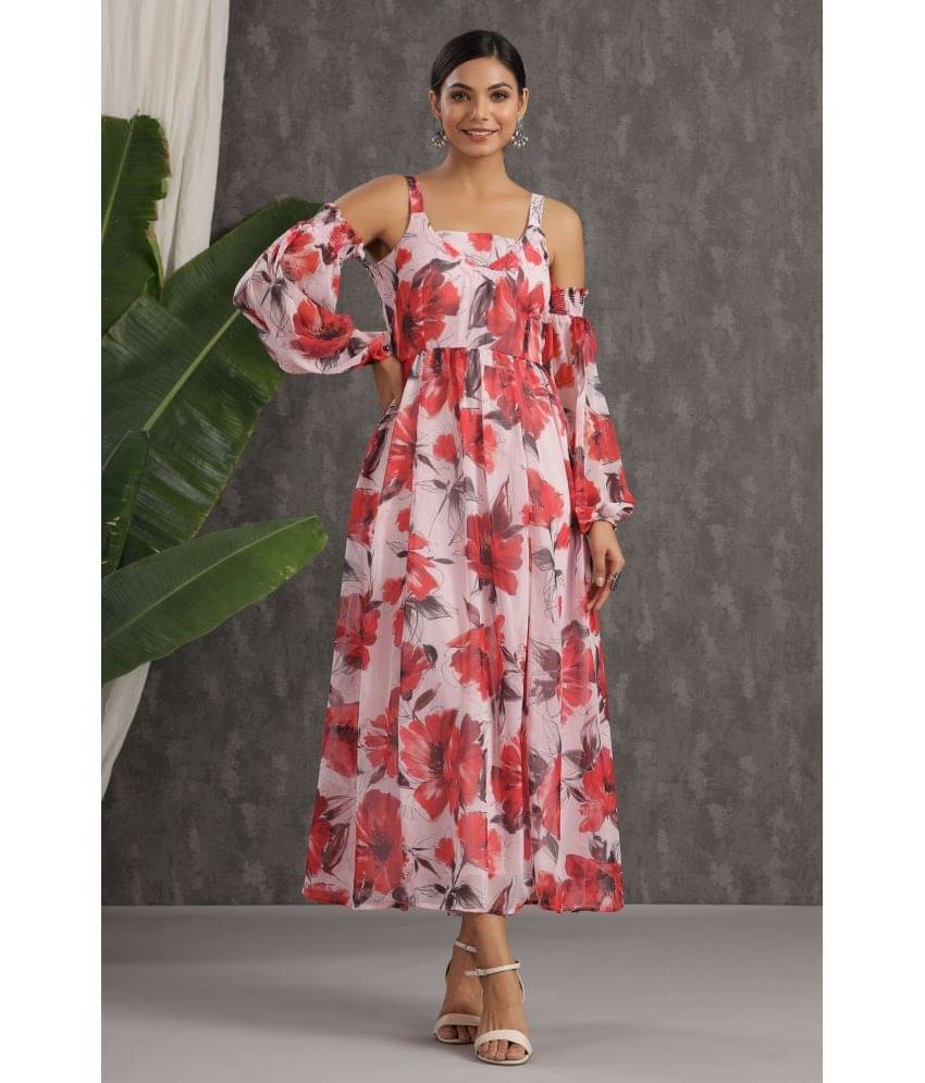     			Juniper Women Chiffon Fit & Flare Dress ( Pink )