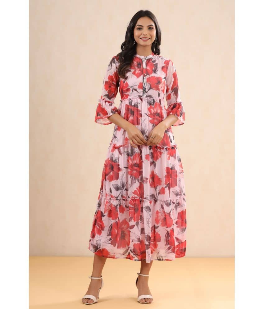 Juniper Women Chiffon A-line Dress ( Pink )