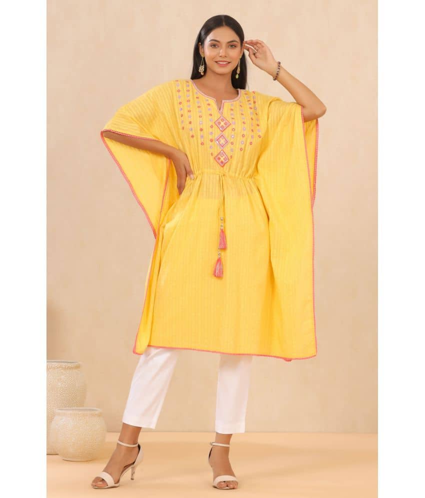 Juniper Women's Cotton Kaftan ( Yellow )