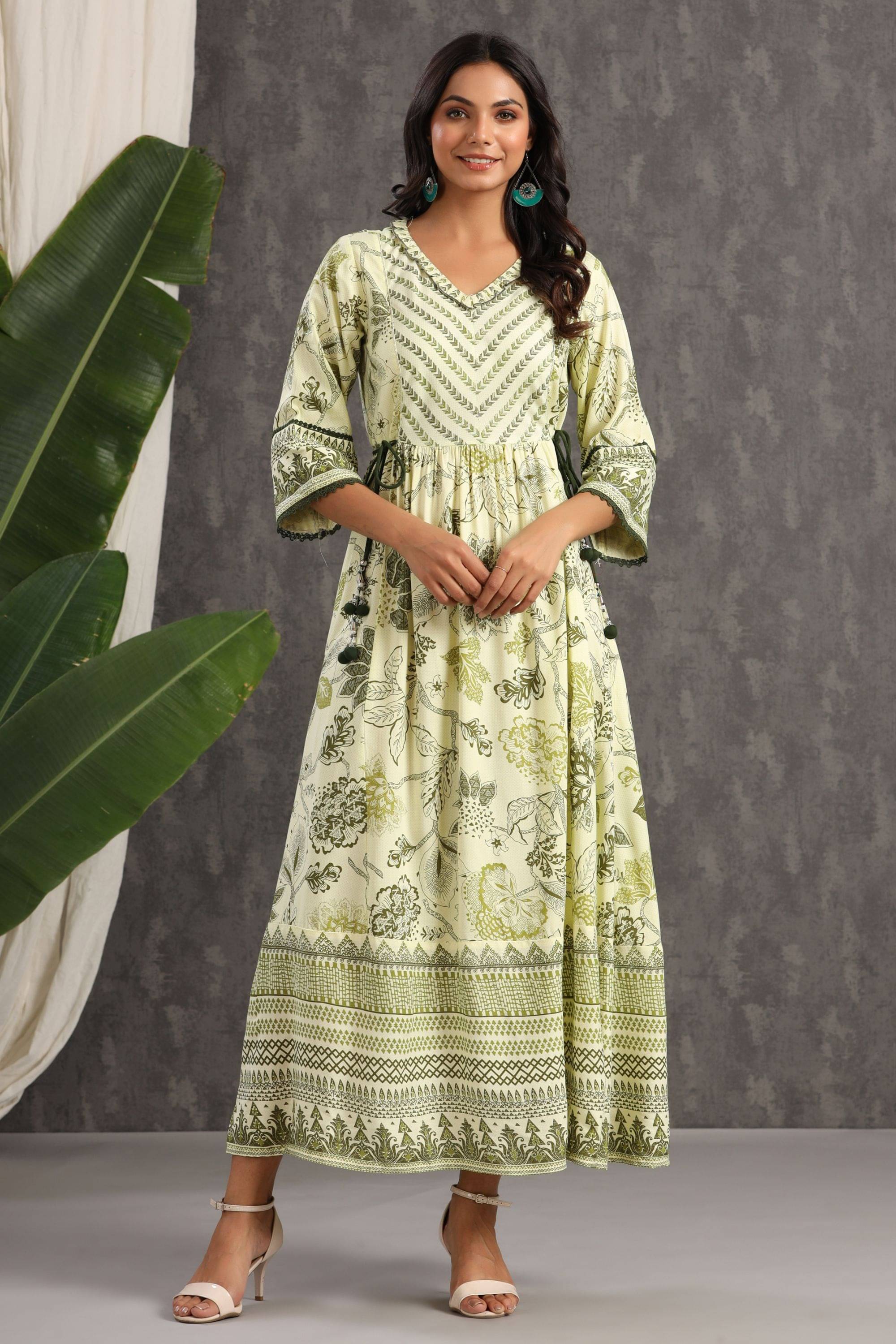 Juniper Rayon Green Fit And Flare Dress - Single Juniper Rayon Green Fit And Flare Dress - Single