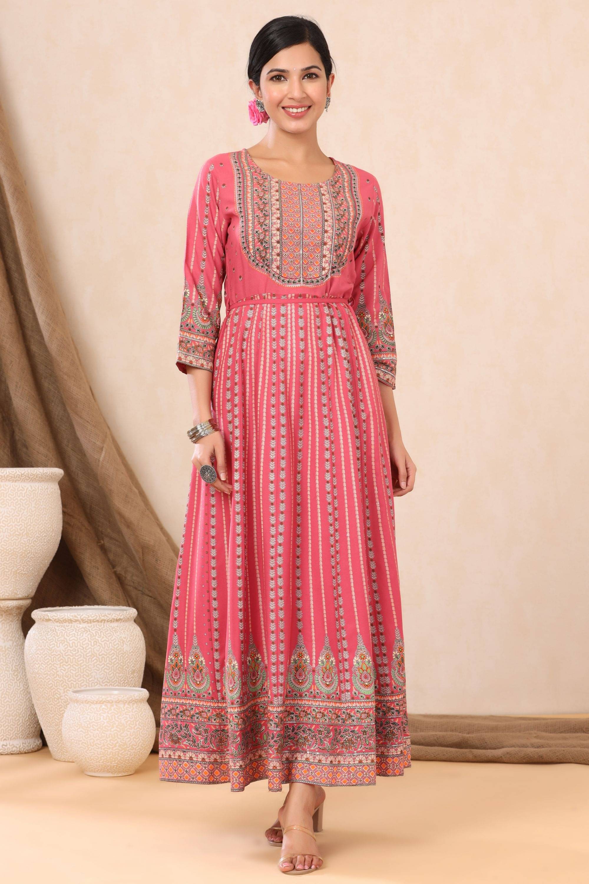Juniper Rayon Pink Fit And Flare Dress - Single Juniper Rayon Pink Fit And Flare Dress - Single