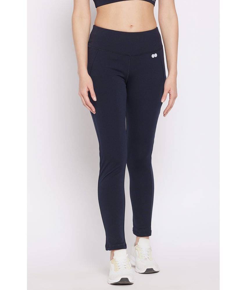     			Clovia Blue Polyester Solid Tights - Single