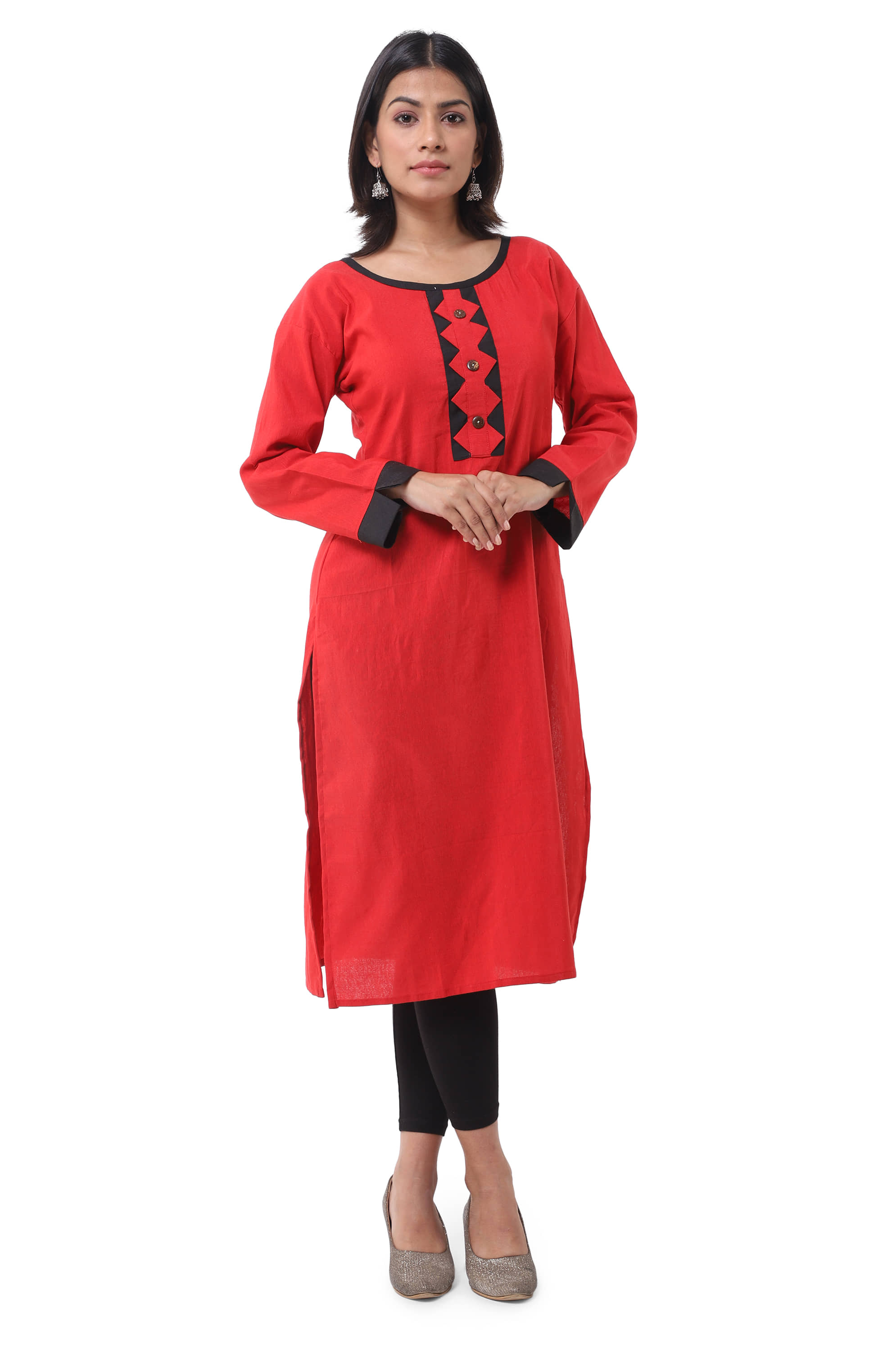 DESHBANDHU DBK - Red Cotton Women's Straight Kurti - Kurtis, Tunics | Buy online on ZillyBuy
