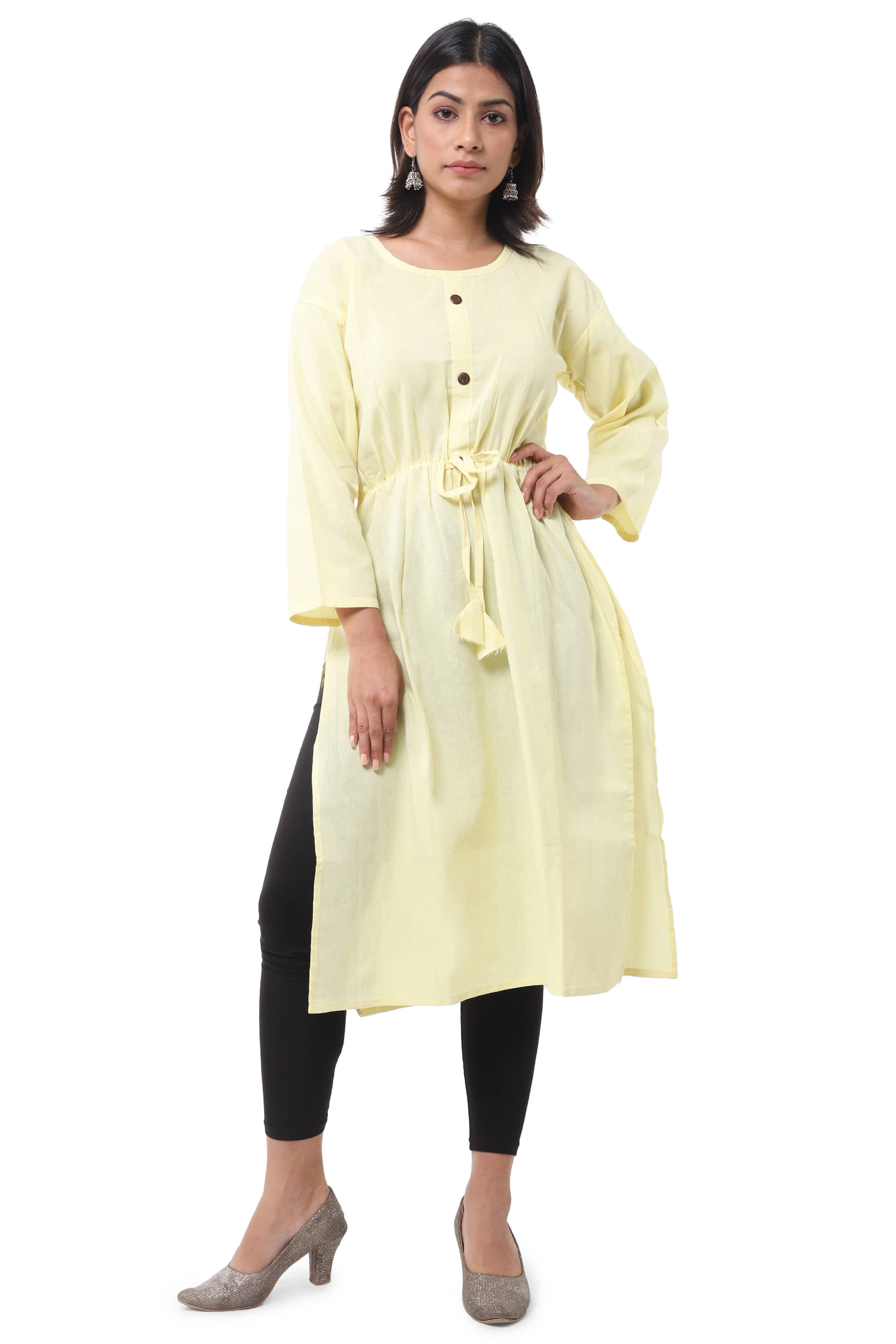 DESHBANDHU DBK - Yellow Cotton Women's Straight Kurti ( Pack of 1 ) - Kurtis, Tunics | Buy online on ZillyBuy