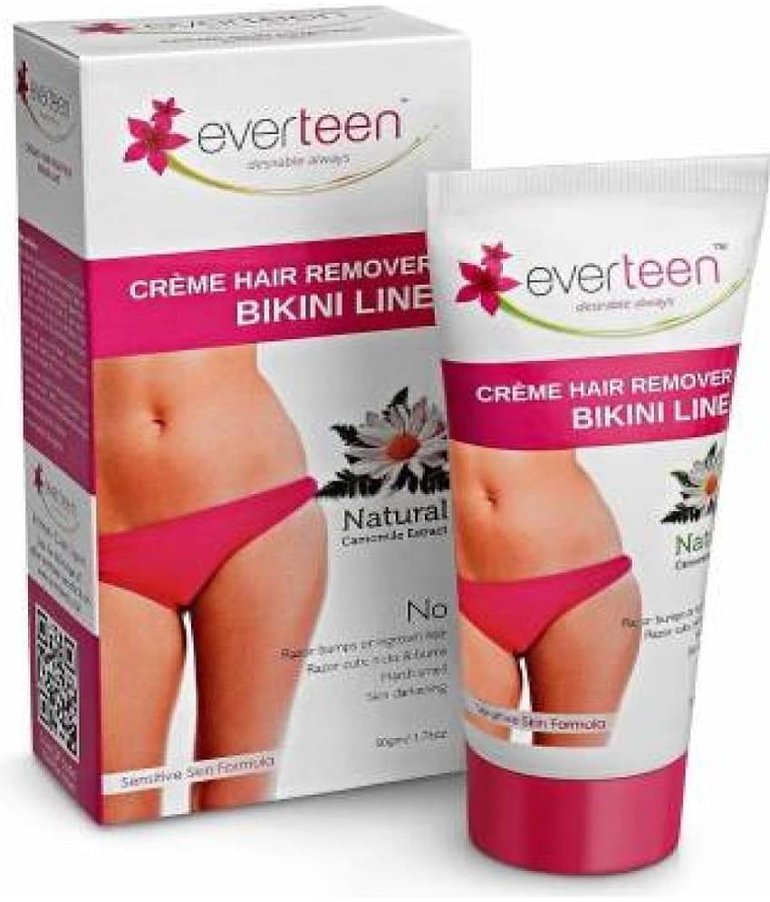 everteen Combo: Bikini Line Hair Remover Creme (50g) and Natural Intimate Wash (105ml) for Women