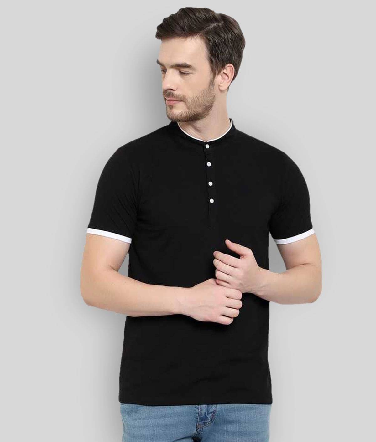 Glito Pack of 1 Cotton Blend Regular Fit Men's T-Shirt ( Black )     			Glito Pack of 1 Cotton Blend Regular Fit Men's T-Shirt ( Black )