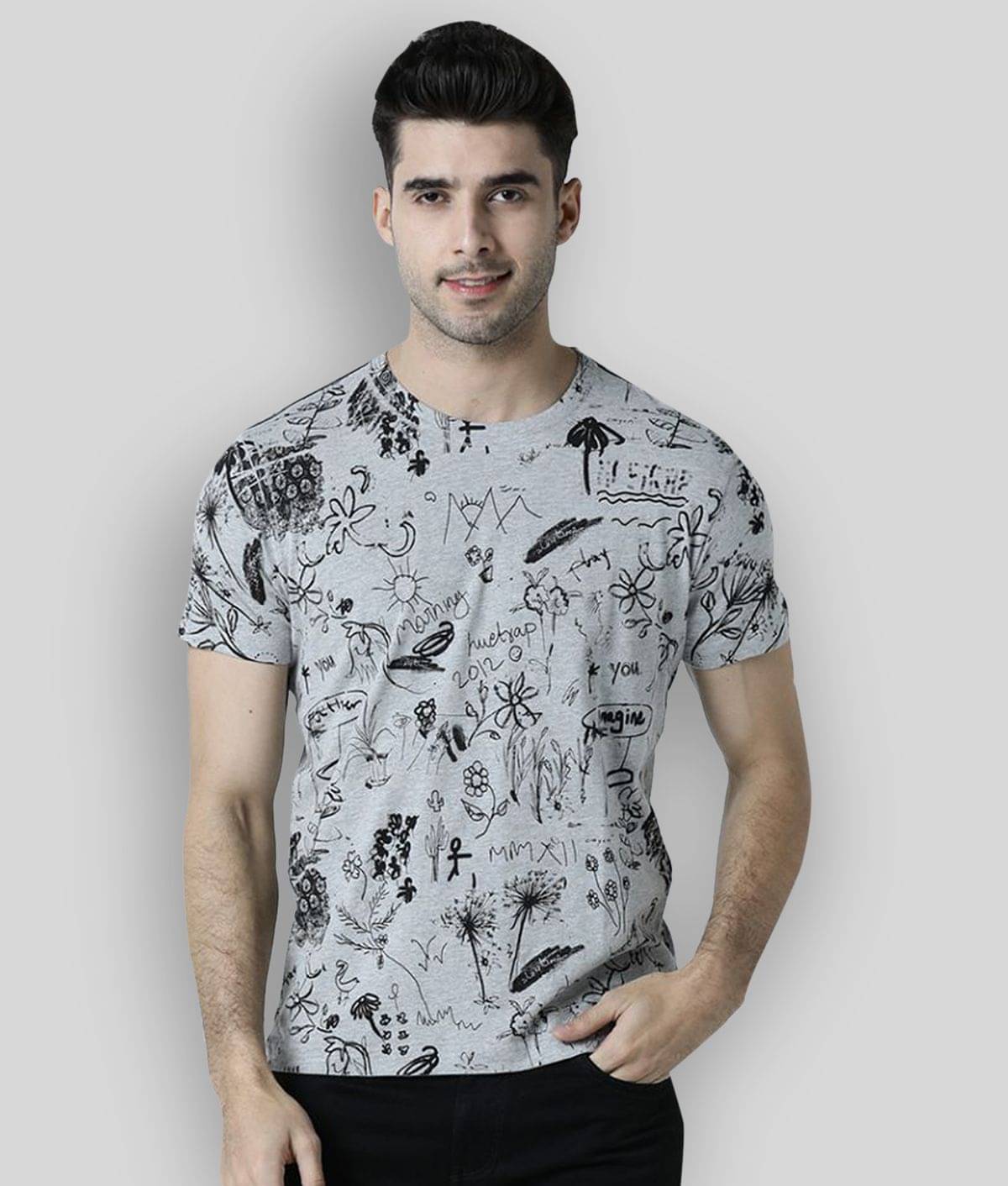 Huetrap Pack of 1 Cotton Regular Fit Men's T-Shirt ( Grey ) Huetrap Pack of 1 Cotton Regular Fit Men's T-Shirt ( Grey )