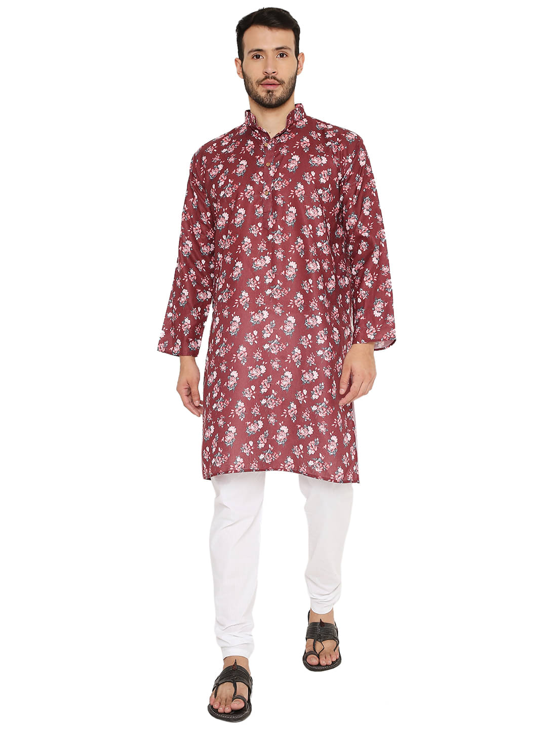 Maharaja Maroon Linen Kurta Pyjama Set Maharaja Maroon Linen Kurta Pyjama Set