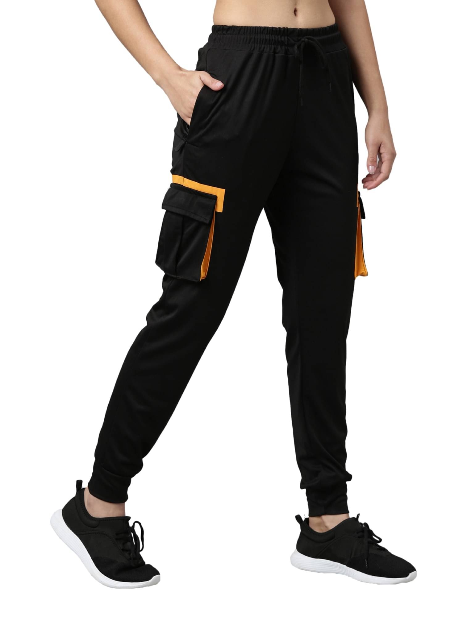     			Maniac Black Polyester Lycra Trackpants - Single