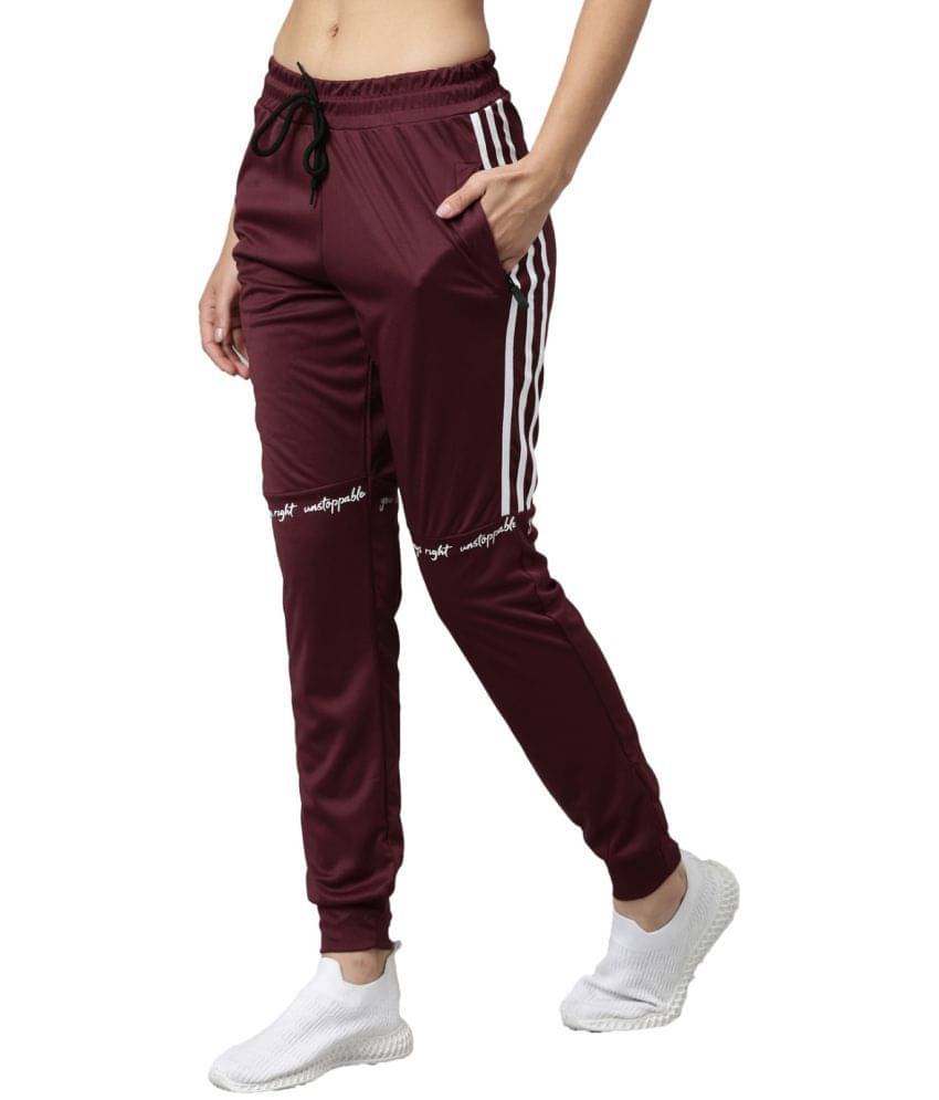     			Maniac Maroon Polyester Lycra Trackpants - Single