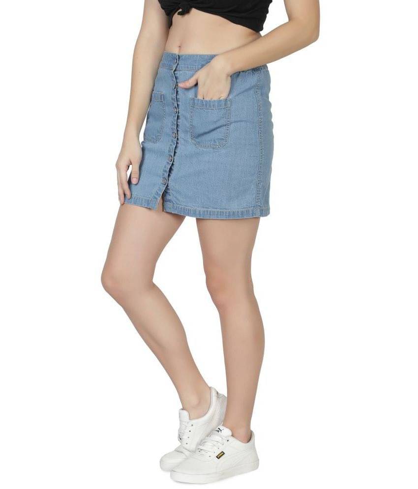NUEVOSDAMAS Poly Crepe Pencil Skirt - Blue Single NUEVOSDAMAS Poly Crepe Pencil Skirt - Blue Single