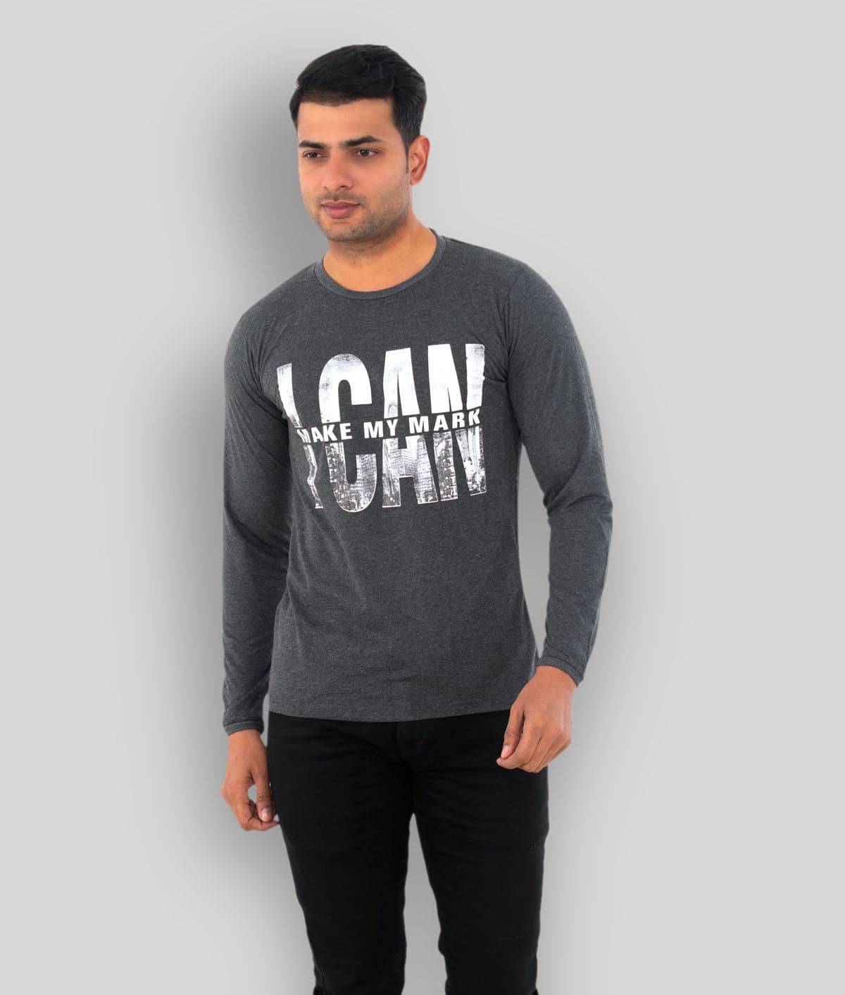     			SKYBEN - Grey Cotton Blend Regular Fit Men's T-Shirt ( Pack of 1 )